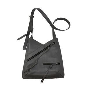 Joe's Jeans Josie Small Crossbody Purse Gray Leather Zipper Details